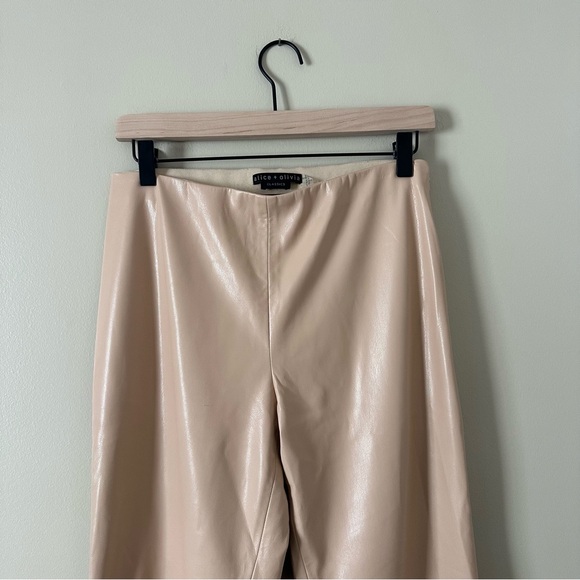 Alice + Olivia Teeny Vegan Leather Side Slit Pant Almond - Picture 6 of 10
